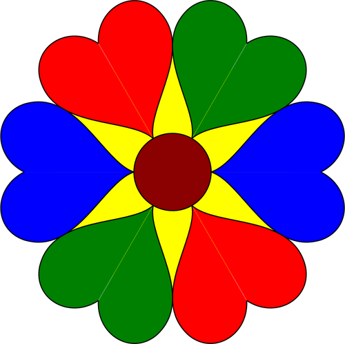 Illustration vectorielle de six coeur fleur colorÃ©