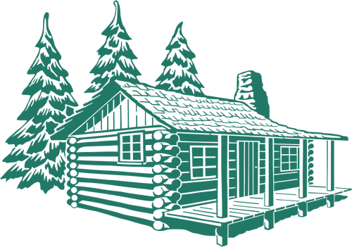 Image vectorielle de maison chalet en bois dans les montagnes