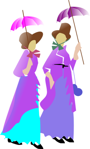 Ilustrace ze dvou dam v purpurovÃ© Å¡aty
