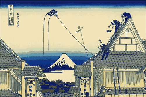 Mitsui loja na rua Suruga em ilustraÃ§Ã£o vetorial de Edo
