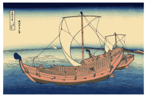 Vector afbeelding van kleur schilderij van de zeeroute Kazusa