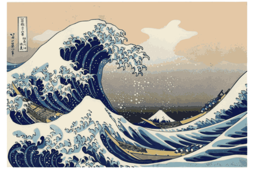 Grafica vectoriala de pictura sub valul off Kanagawa