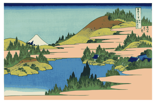 Lake van Hakone in Sagami provincie Canvas vector afbeelding
