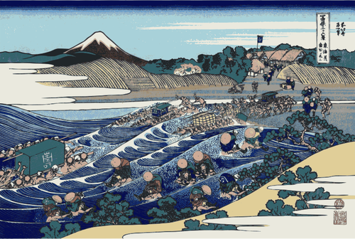 Wektor clipart obraz Mount Fuji patrzaÅ‚o od Kanaya