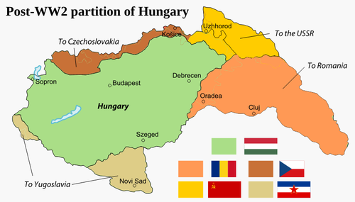 Kaart van Hongarije na de Tweede Wereldoorlog 2 vectorillustratie