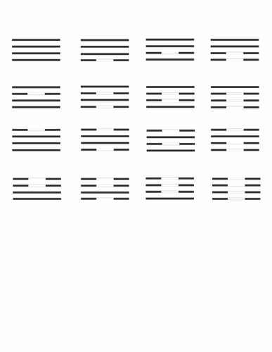 Imagem de conjunto de 16 hexagramas do I Ching