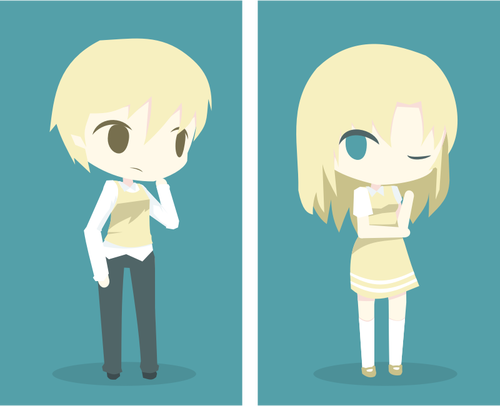 Blonde anime gutt og jente