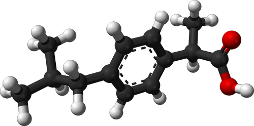 Immagine 3d della molecola di ibuprofene