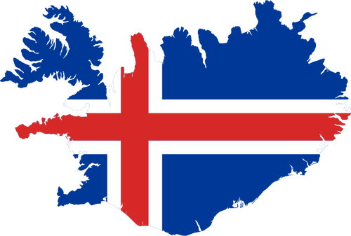 Island karta med flaggan Ã¶ver det vektor bild