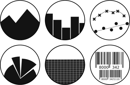 Immagine vettoriale di set di icone foglio di calcolo in scala di grigi