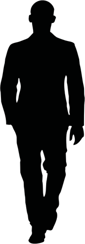Homme chauve qui marche dans une image vectorielle de costume silhouette