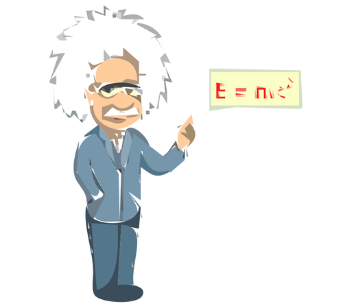 Cartoon Einstein with his math