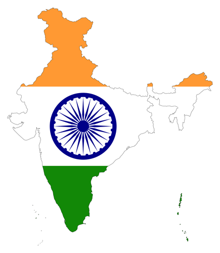 Mapa Indie s vlajkou
