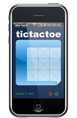 IPhone med tictactoe spillet pÃ¥ vektor skjermbildet