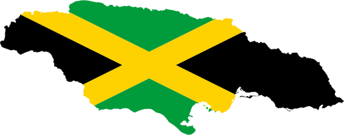 Jamaicas karta med flagga