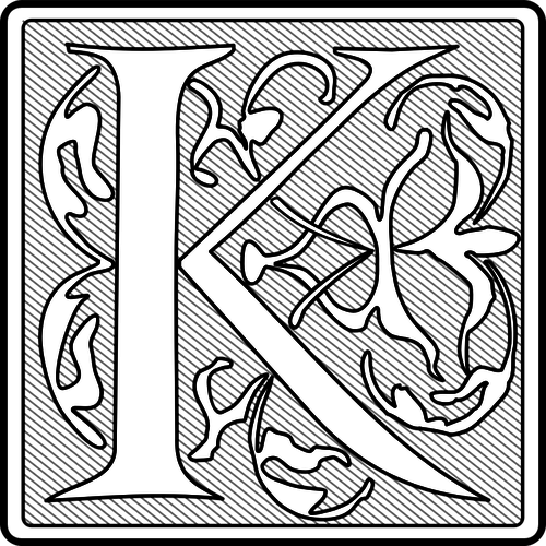 Grafis vektor jika cahaya huruf K kaligrafi