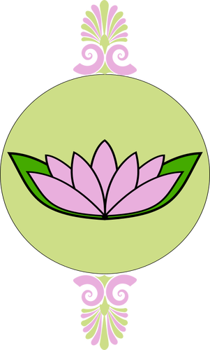 Fiore di loto nel telaio rotondo verde
