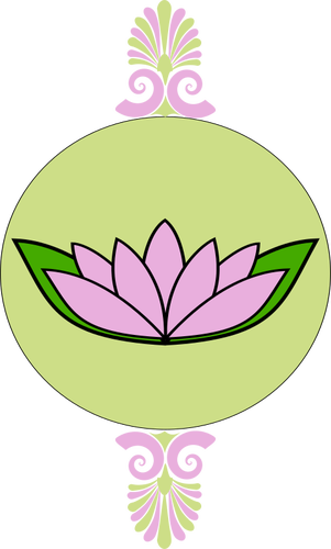 Lotus flower in round green frame
