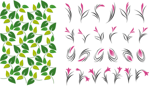 Feuilles et fleurs motif image vectorielle de sÃ©lection