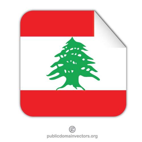 Etiqueta engomada de la bandera libanesa cuadrados