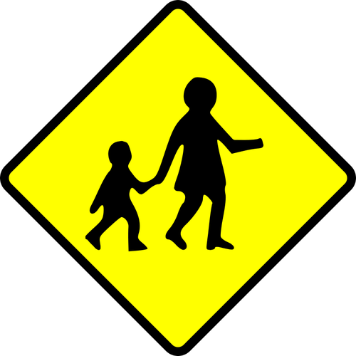 Kinder Ã¼berqueren Vorsicht Zeichen Vektor-Bild