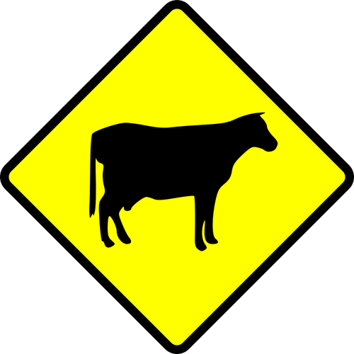 Vaches traversant le panneau avertisseur vector image