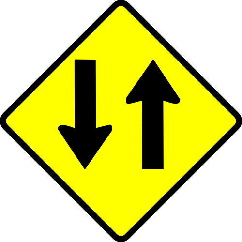 Carretera de dos vÃ­as PRECAUCIÃ“N signo vector de la imagen