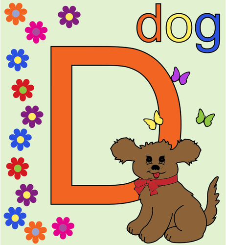 Buchstabe D mit einem Hund