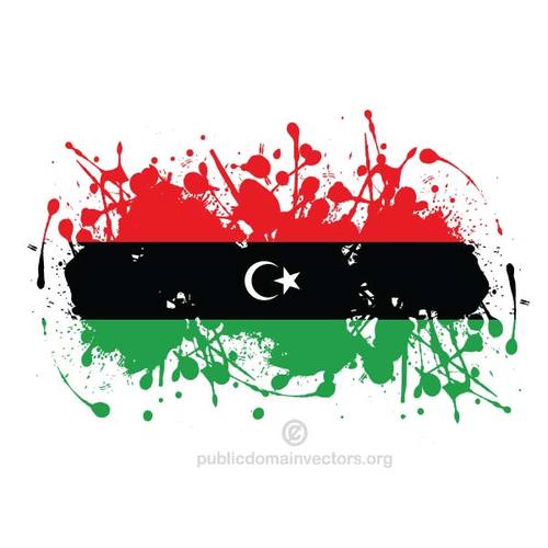 Flaggan av Libyen i blÃ¤ck sprut