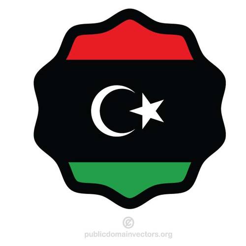 Vlajka Libye uvnitÅ™ kulatÃ¡ samolepka