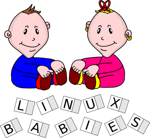 Dos niÃ±os bebÃ©s Linux vector dibujo