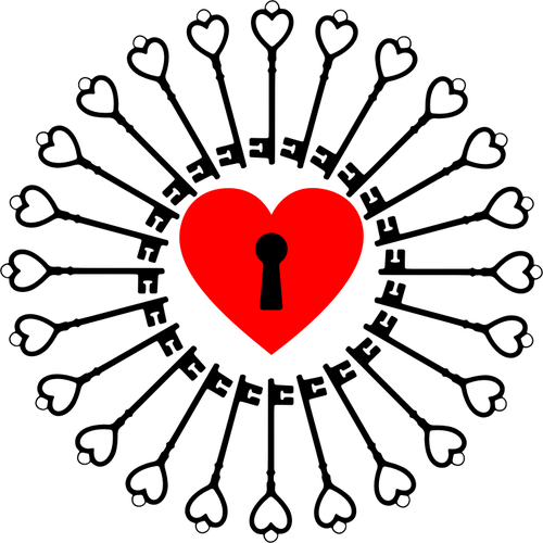 Locked heart and keys