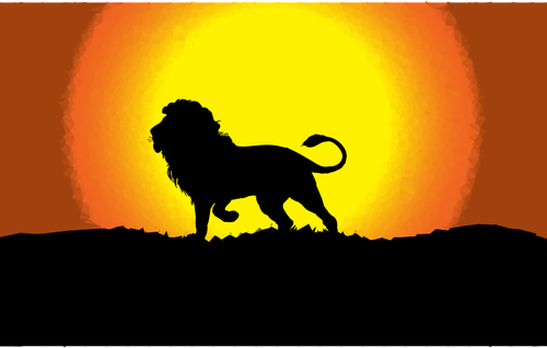 Lion au coucher du soleil