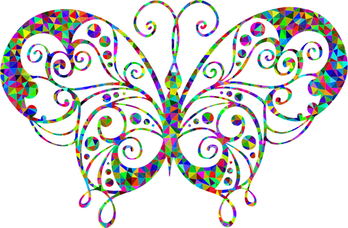 Prismatic flourish butterfly silhouette