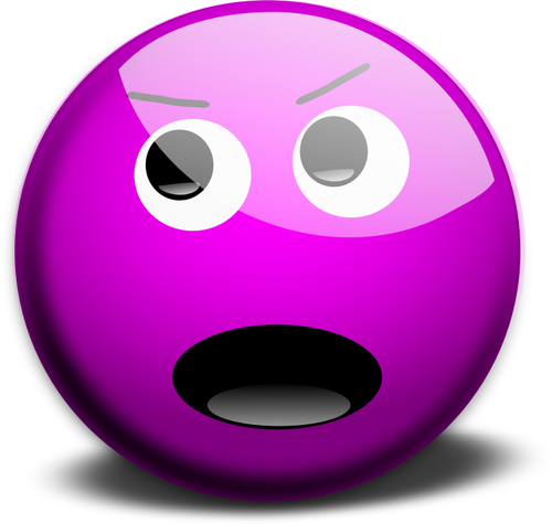 Vector drawing of purple angry smiley