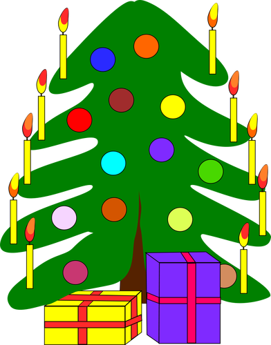 Enkelt dekorerad julgran vektor