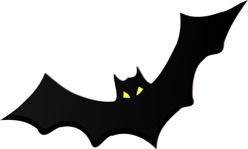 Bat silhouette with yellow eyes vector clip art