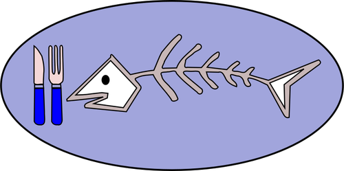 Vektor image av fisk bein pÃ¥ plate