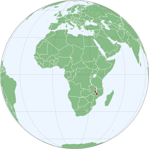 Kaart van Malawi in Afrika