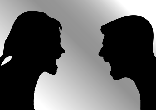 Hombre y la mujer argumentando