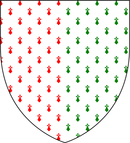 Scut cu roÅŸu ÅŸi verde CrÄƒciun heraldica vector illustration