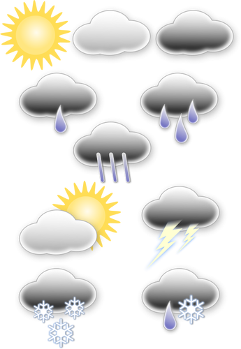 Vektorgrafiken Auswahl Pastell farbigen Wettervorhersage-Symbole
