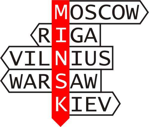 Minsk og naboer retning pekeren vektor image