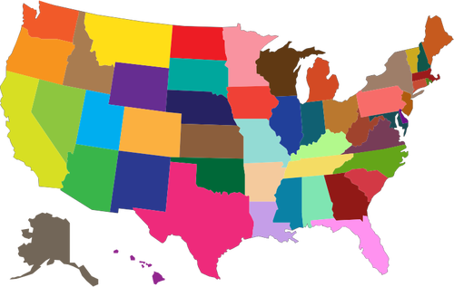 Mapa de Estados Unidos varios colores