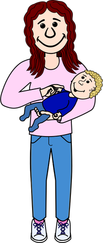 Madre con bebÃ© en su ilustraciÃ³n del vector de brazo