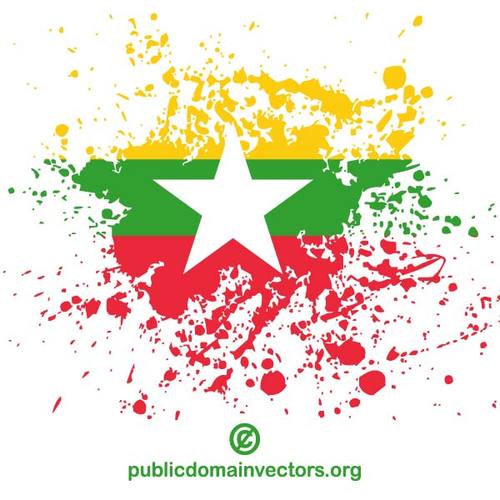 Vlajka Myanmaru v obrazci rukopisu stÅ™Ã­kat
