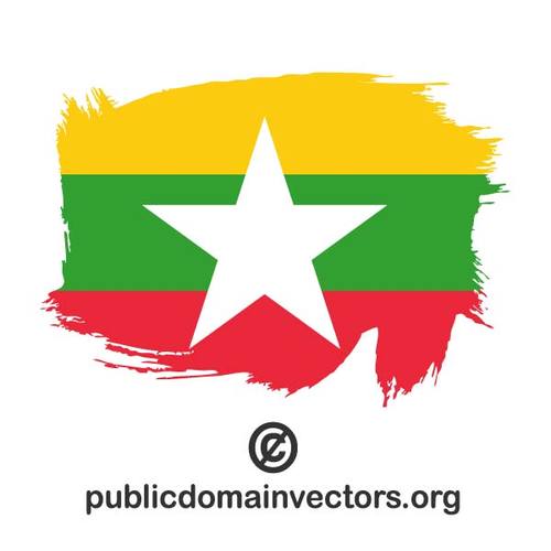 Flagga Myanmar mÃ¥lade pÃ¥ vÃ¤ggen