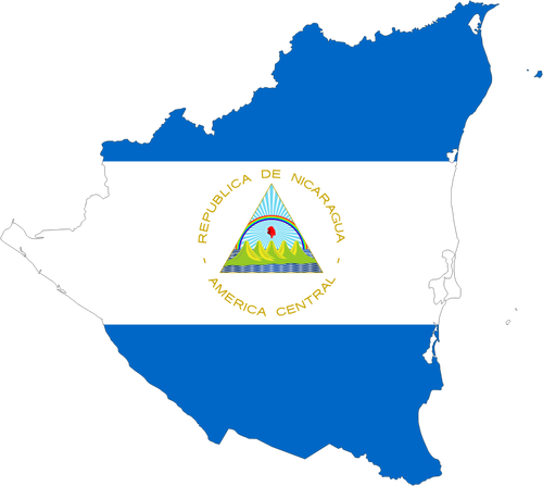 De kaart en de vlag van Nicaragua