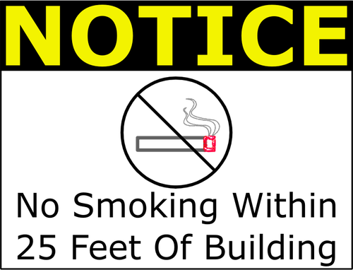Fumar de ofno de ilustraciÃ³n vectorial dentro de 25 pies signo