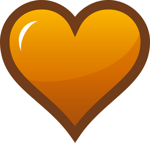 Orange hjÃ¤rta med tjocka bruna grÃ¤nsen vektor ClipArt